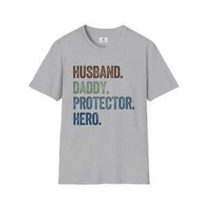 Husband Daddy Protector Hero T-Shirt DAD Father's Day Gift Unisex Tee Casual - Picture 1 of 15