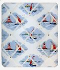 NOTICE BOARD MEMO BOARD PINBOARD COVERED IN A VINTAGE IKEA NAUTICAL BOATS FABRIC
