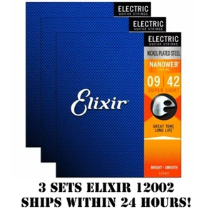 3 SÄTZE ELIXIR NANOWEB 12002 VERNICKELTE SAITEN FÜR E-GITARRE LEICHT -9-42- - Bild 1 von 4