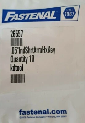 10pc Hex L-Key Allen Wrench .05" Short Arm- Fastenal Industrial  - Image 1 of 2