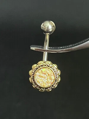 Anillo Druzy Piedra Oro Filigrana Flor Vientre Centro Naval Piercing Ombligo Foto 1 de 4