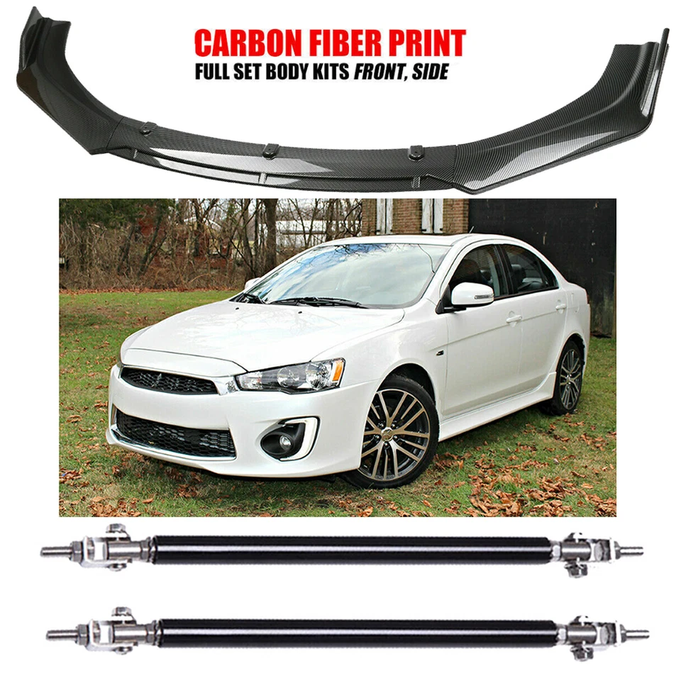 Front Bumper Lip Splitter Spoiler Kit Carbon Fiber For Mitsubishi Lancer  G Foto 1 de 4