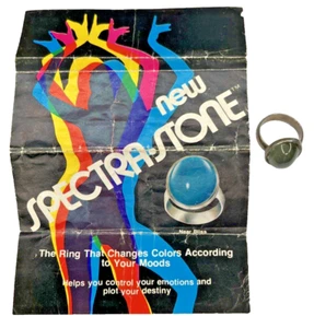 VTG 1975 Color Changing Mood Ring Silver Plated Spectra-Stone Original Leaflet - Picture 1 of 13