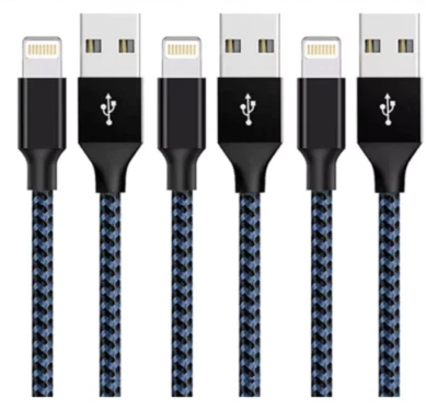 3 pack For iPhone X iPhone /11/12/13/14USB SYNC Charger Cable Charging Data Cord - Image 1 of 4