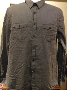 English Laundry Men's Black stripped Long sleeve shirt with flip cuffs Large    - Picture 1 of 5