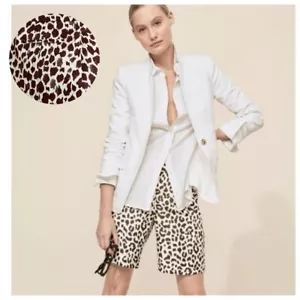Pantalones cortos J Crew High Rise Bermudas chino estampado animal jirafa 4 6 - Imagen 1 de 6