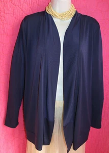 DANA BUCHMAN Navy Blue Open Slinky Jacket Long Sleeve Designer Lines M Cardigan - Picture 1 of 4