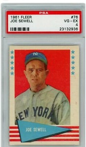 1961 Fleer Baseball Greats #76 Joe Sewell NY Yankees PSA 4 HOF vtg baseball ⚾️ 