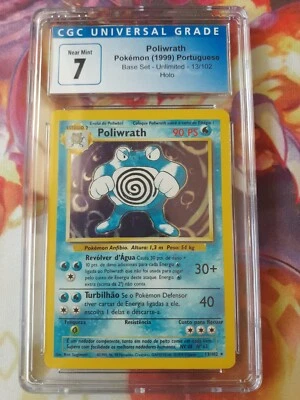 Pokemon Poliwrath 13/102 Base Set Holo Raro 1999 Ilimitado WOTC CGC 7 Casi Como Nuevo Foto 1 de 2