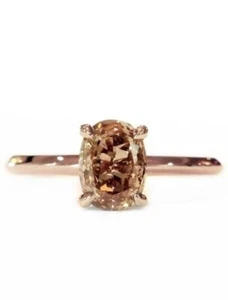 2.00Ctw Oval Cut Lab Created Chocolate Diamond Wedding Ring 14k Rose Gold Plated - Picture 1 of 3