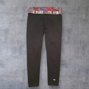 Victoria’s Secret Pink Y2K Fold Over Yoga Pant Leggings Womens M Sequin Glitter - Picture 1 of 7
