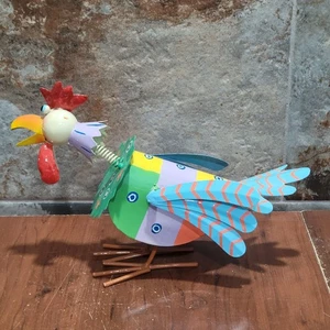 Testa di gallo in metallo animata scultura di pollo giardino esterno decorazione - Foto 1 di 12