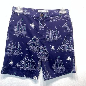 NEW Classic Prep Boys Blue Sailboat Hudson Shorts Sz 10 Stretch Preppy Coastal - Picture 1 of 8