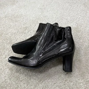 Etienne Aigner Concetta Ankle Zipper Boots Booties Dark Brown Wm Sz 9 Shiny  - Picture 1 of 14