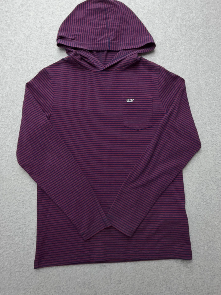 Camisa Vineyard Vines Juvenil Pequeña 8-10 Azul Marino Rosa Rayas Edgartown Bolsillo con Capucha Foto 1 de 4