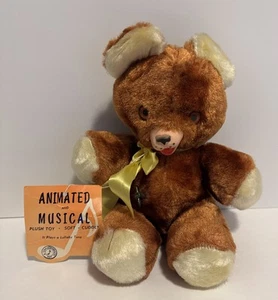 Vintage Rare Commonwealth Toys Rubber Face Nose Animated And Musical Plush Bear - Picture 1 of 9