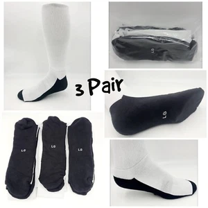 Mens Cotton Athletic Sports Soccer Work Crew Solid Socks 3-Pair Size L - Picture 1 of 12