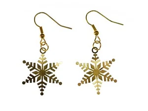 Schneeflockenohrringe Orecchini Fiocchi di Neve Natale Xmas Golden Filigrana - Foto 1 di 3