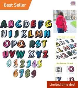 Versatile 72 Iron-On Patches: A-Z Letters and 0-9 Numbers for Personalization - Picture 1 of 7