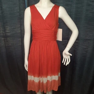 NEW! Boston Proper Ruched Dip Dye Party Dress Spicy Orange Women's XS X-Small - Picture 1 of 9