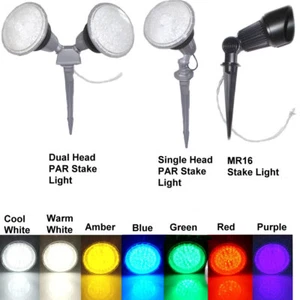 PAR MR16 Stake Yard Light 12v 120v Colored Red Green Amber Blue Purple White - Picture 1 of 10