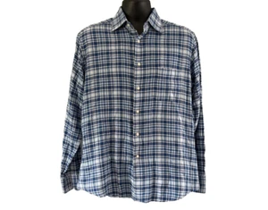 Ingram Blue & White Plaid Mens Size Medium Button-Up Shirt Long Sleeve Collared - Picture 1 of 14