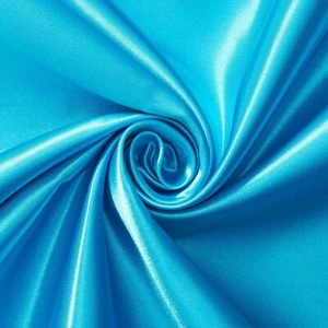 Tela de costura satinada nupcial poliéster azul turquesa 1,3 yardas 60" brillante brillante - Imagen 1 de 2