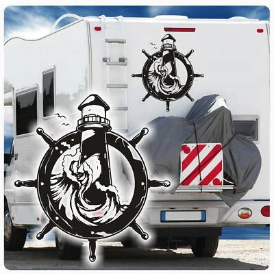 Leuchtturm Meer Wohnmobil Aufkleber WoMo Sticker Steuerrad Schiff WoMo202 S - Bild 1 von 3