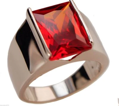 ANILLO DE CIRCONITA CÚBICA GRANATE MANDARÍN PARA DAMA ORO BLANCO 18K superposición talla 8 Foto 1 de 2