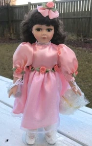 Vintage Beautiful Avon Porcelain Doll w/ Stand Pink Dress - Picture 1 of 2
