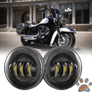Pair 4.5" inch LED Spot Passing Lamp black Fog Light For Harley Motorcycle 4 1/2 - Picture 1 of 9