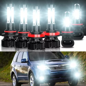 LED Headlight Fog Light Bulbs Combo For Subaru Forester 2009 2010 2011 2012 2013 - Picture 1 of 12