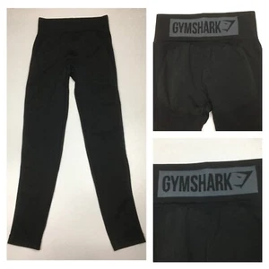 GYMSHARK Womens sz XS Black Gray Logo Print Waistband Butt Enhancer Leggings - Picture 1 of 9