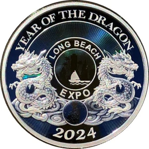 China 2024 Dragon 1oz Silver Panda, Year of the Dragon; PROOF Long Beach Expo. - Picture 1 of 4