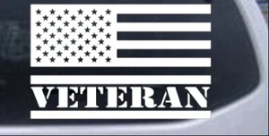 American Flag Veteran Car Truck Window Decal Sticker White 4X6.3 - Imagen 1 de 1
