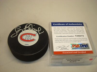 Larry Robinson Signed Montreal Canadiens Hockey Puck Autographed PSA/DNA COA 1J - Image 1 of 3