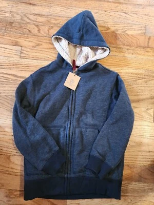 Sudadera con capucha Land's End Boys Sherpa forrada azul marino cremallera completa nueva con etiquetas, talla 7 Foto 1 de 2