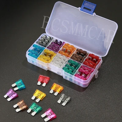 50Pcs 2A-35A Assortment  Micro Mini Blade Fuses Set Kit W/Plastic Box Assortment - Image 1 of 4