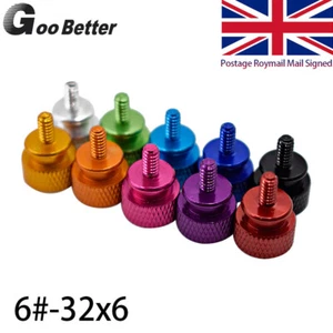 6#-32x6 Knurled Thumb Screws Aluminum Colours Bolts Grip Knob Bolts PC Case UK - Picture 1 of 18