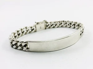 925 Sterling Silber Panzerkette ID Armband. 7,7"/19,5 cm, 49 Gramm. - Bild 1 von 10