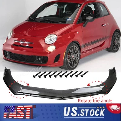 Add-on Front Bumper Lip Splitter Carbon Fiber Style For 2013 Fiat 500 Abarth Foto 1 de 4