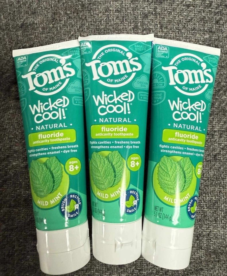 Tom's of Maine Wicked Cool! Kids Fluoride Toothpaste Mild Mint 3 Pack 5.1 oz Ea - Image 1 of 1