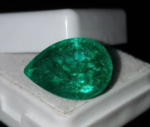 8.92 Ct Natural Colombian Green Emerald Certified Loose Gemstone Pear Shape gems - Bild 1 von 10
