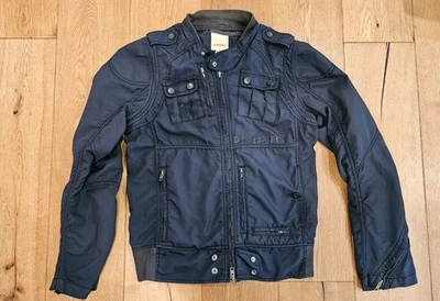 Vintage Diesel Motorcycle Aviator Style Jacket Distressed Navy Y2K Racing Nylon - Image 1 of 4