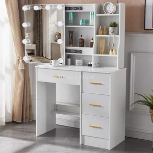 Vanity Set w/Lighted Mirror 10 LED Bulbs Makeup Dressing Table Dresser Desk USB - Picture 1 of 11