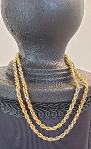 18K Tri Colored Rope Diamond Cut Rope Chain in Rose, White, & Yellow, 13.7 Grams - Picture 1 of 10