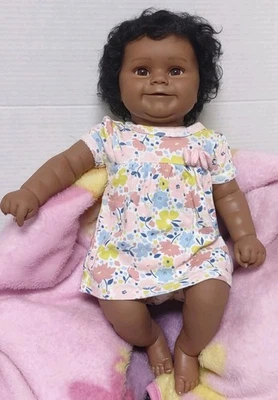 18" Maddie African American Reborn Doll Dark Skin Girl soft body  realistic baby - Image 1 of 4