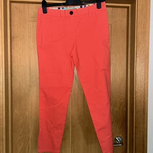 BODEN Zip Ankle Skimmer coral straight leg chino like trousers size 10 petite - Picture 1 of 13