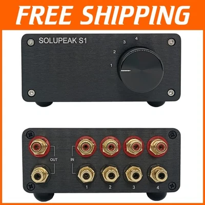 HiFi Passive 4-Way RCA Splitter Box – Durable Design with Smooth Knob Control - Image 1 of 4