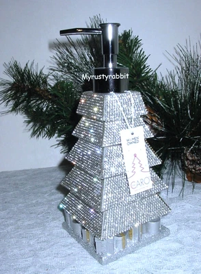 Silver Rhinestone Christmas Tree Soap Dispenser - Silver Accents - 8" AS IS - Image 1 of 4
